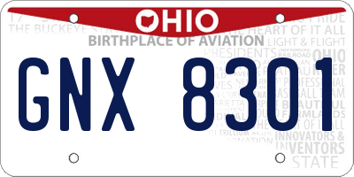 OH license plate GNX8301