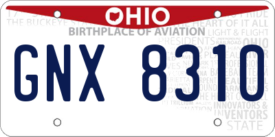 OH license plate GNX8310