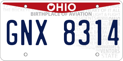OH license plate GNX8314