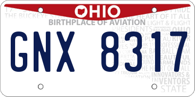OH license plate GNX8317