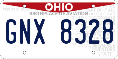 OH license plate GNX8328