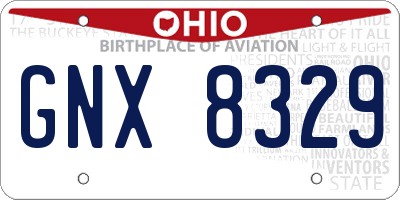 OH license plate GNX8329