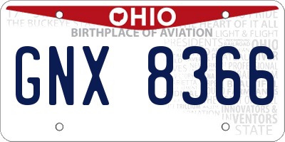 OH license plate GNX8366