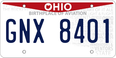 OH license plate GNX8401