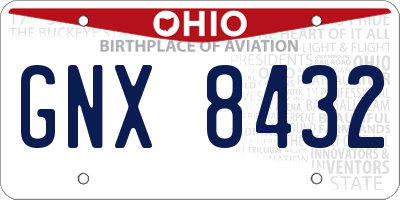 OH license plate GNX8432