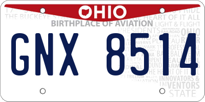 OH license plate GNX8514