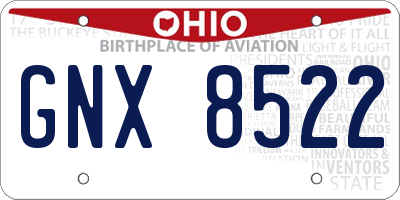 OH license plate GNX8522