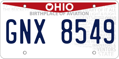 OH license plate GNX8549