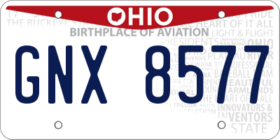OH license plate GNX8577