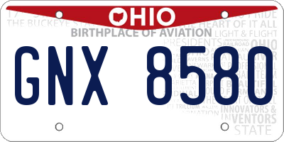 OH license plate GNX8580
