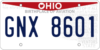 OH license plate GNX8601