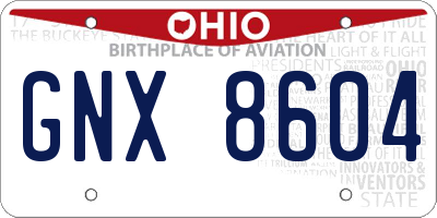 OH license plate GNX8604