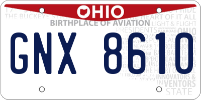 OH license plate GNX8610