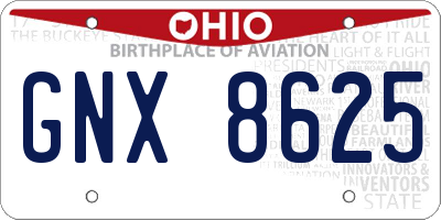OH license plate GNX8625