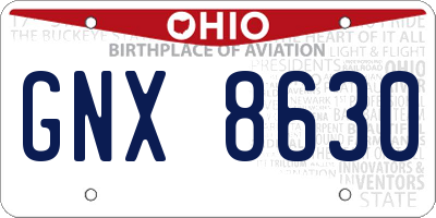 OH license plate GNX8630