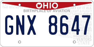 OH license plate GNX8647