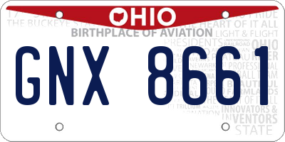 OH license plate GNX8661