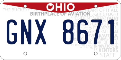 OH license plate GNX8671