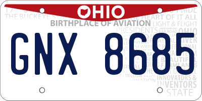 OH license plate GNX8685