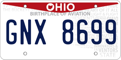 OH license plate GNX8699