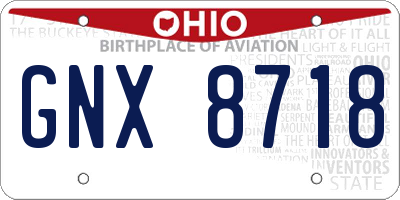 OH license plate GNX8718