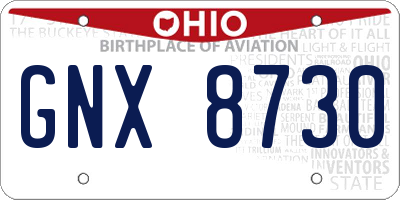 OH license plate GNX8730