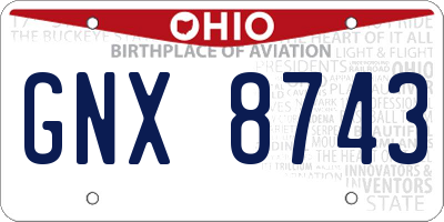 OH license plate GNX8743