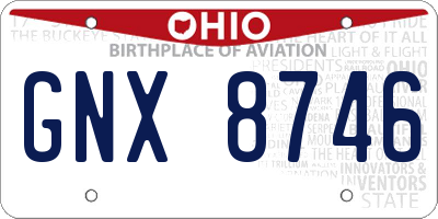 OH license plate GNX8746