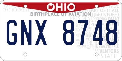 OH license plate GNX8748