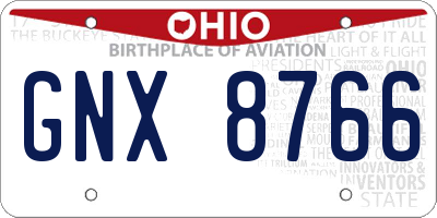 OH license plate GNX8766