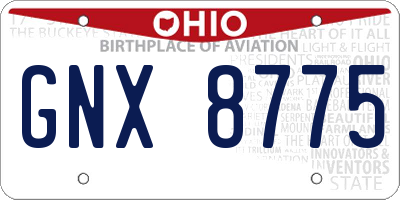 OH license plate GNX8775