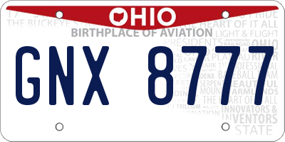 OH license plate GNX8777