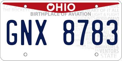 OH license plate GNX8783