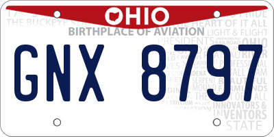 OH license plate GNX8797