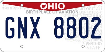 OH license plate GNX8802