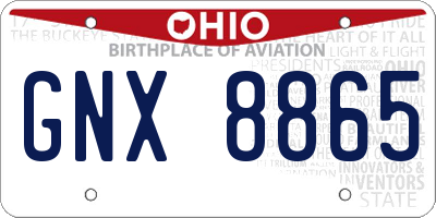 OH license plate GNX8865