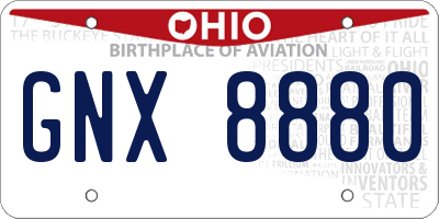 OH license plate GNX8880