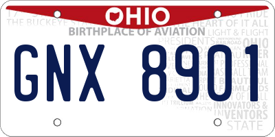 OH license plate GNX8901