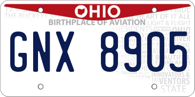 OH license plate GNX8905