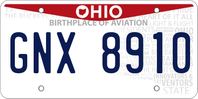 OH license plate GNX8910