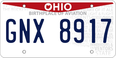 OH license plate GNX8917