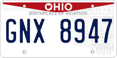 OH license plate GNX8947