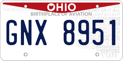 OH license plate GNX8951