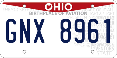 OH license plate GNX8961