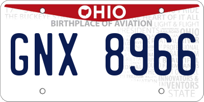 OH license plate GNX8966
