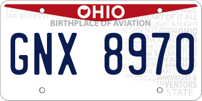 OH license plate GNX8970