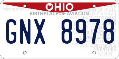 OH license plate GNX8978