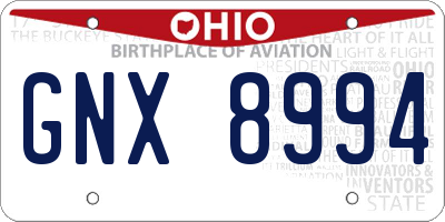 OH license plate GNX8994