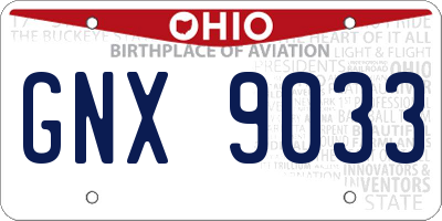 OH license plate GNX9033