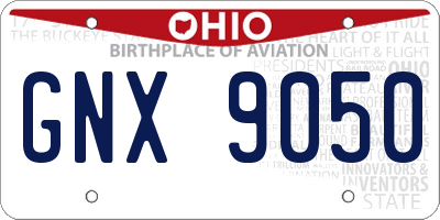 OH license plate GNX9050